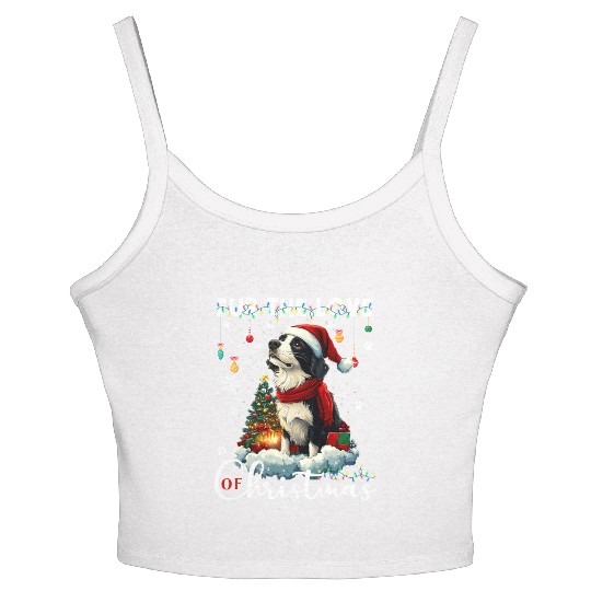 Border Collie Christmas Tree Decorations Dog Lover Women's Spaghetti Strap Tank Top