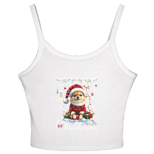 Pomeranian Christmas Tree Decorations Dog Lover Women's Spaghetti Strap Tank Top
