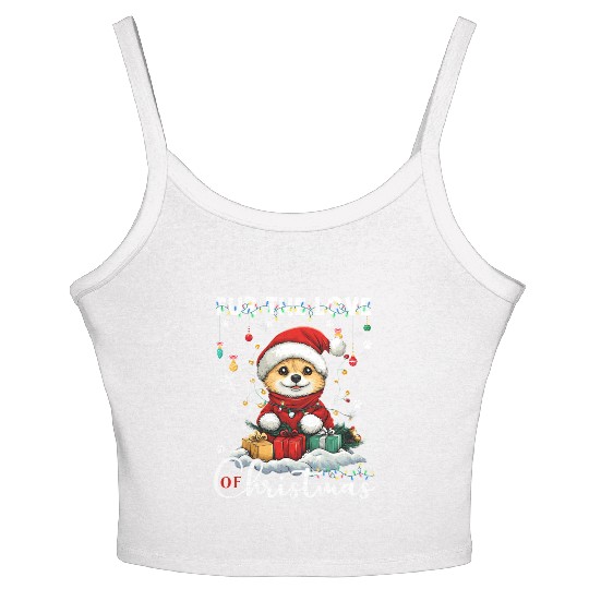 Pomeranian Christmas Tree Decorations Dog Lover Women's Spaghetti Strap Tank Top