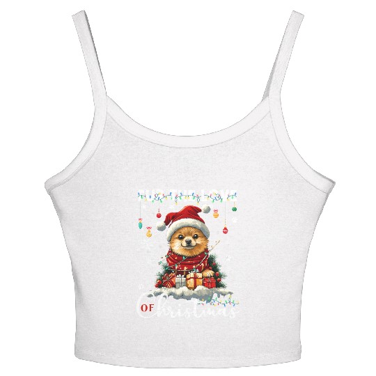 Pomeranian Christmas Tree Decorations Dog Lover Women's Spaghetti Strap Tank Top