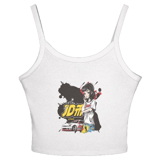 Cute Anime Girl JDM Car Street Racer Women's Spaghetti Strap Tank Top