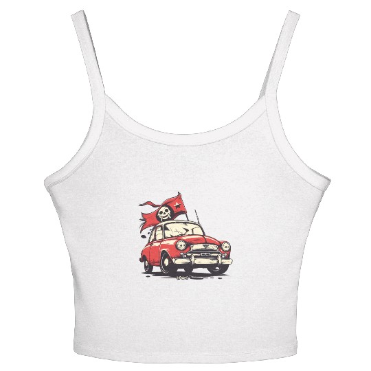 Communist Soviet Pirate Retro Car Women's Spaghetti Strap Tank Top
