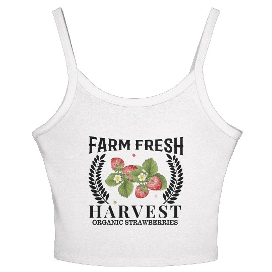 Farm Fresh Harvest, Strawberries Harvest Design Women's Spaghetti Strap Tank Top