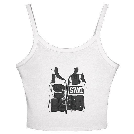 SWAT Costume Funny Halloween Costume SWAT Women's Spaghetti Strap Tank Top