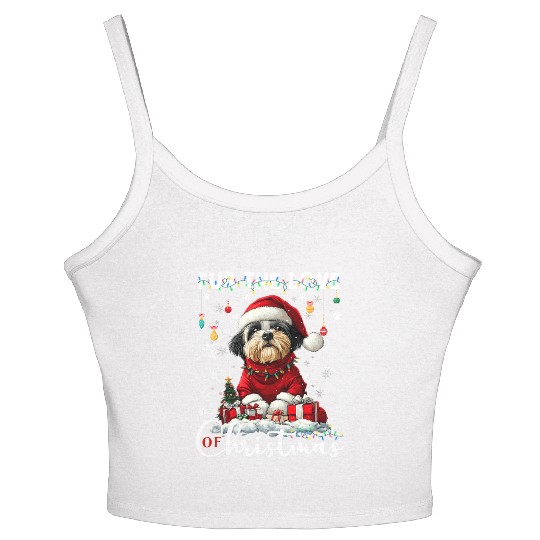 Shih Tzu Christmas Tree Lights Decorations Dog Women's Spaghetti Strap Tank Top