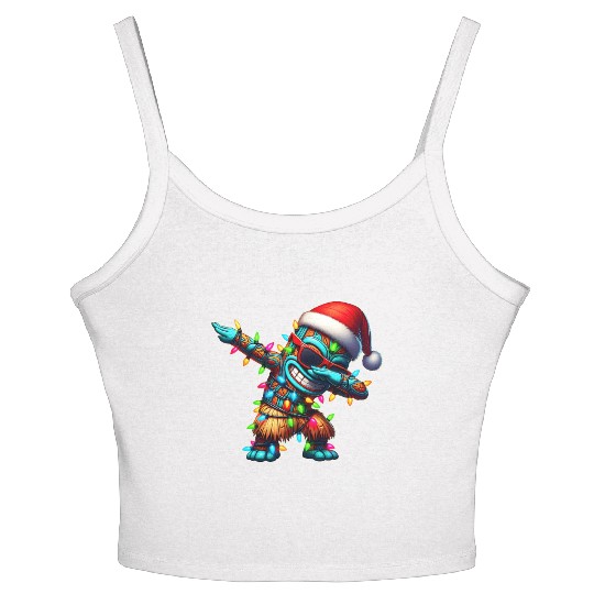 Dabbing Tiki Luau Hawaiian Hawaii Tiki Mask Women's Spaghetti Strap Tank Top