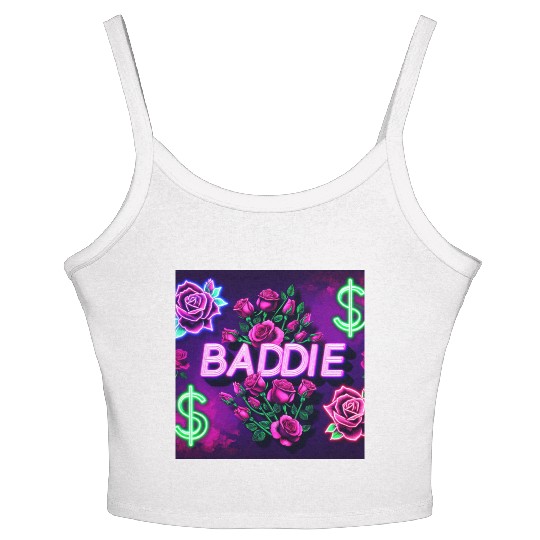 BADDIE in Neon Pink Women's Spaghetti Strap Tank Top