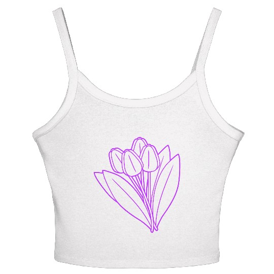 Pink Purple Tulips Bouquet Spring Summer Flowers Women's Spaghetti Strap Tank Top