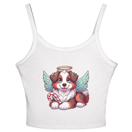 Cute Christmas Dog Australian Shepherd Women's Spaghetti Strap Tank Top