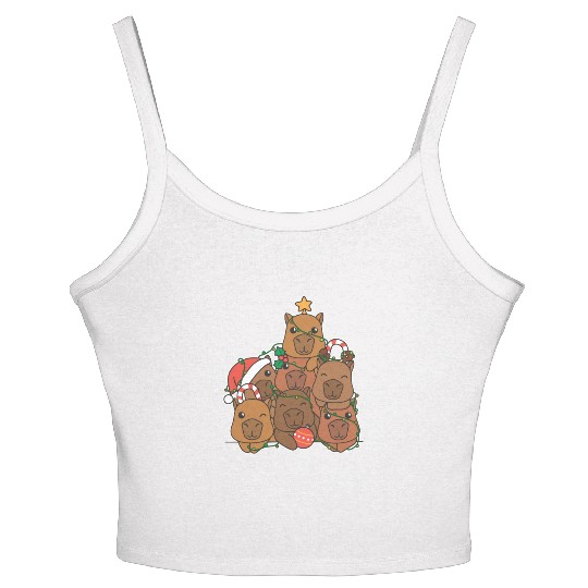 Capybara Christmas Tree Funny Animal Christmas Women's Spaghetti Strap Tank Top
