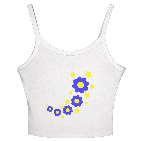 Many Pretty Daisy Flowers Decorative Stars Design Women's Spaghetti Strap Tank Top