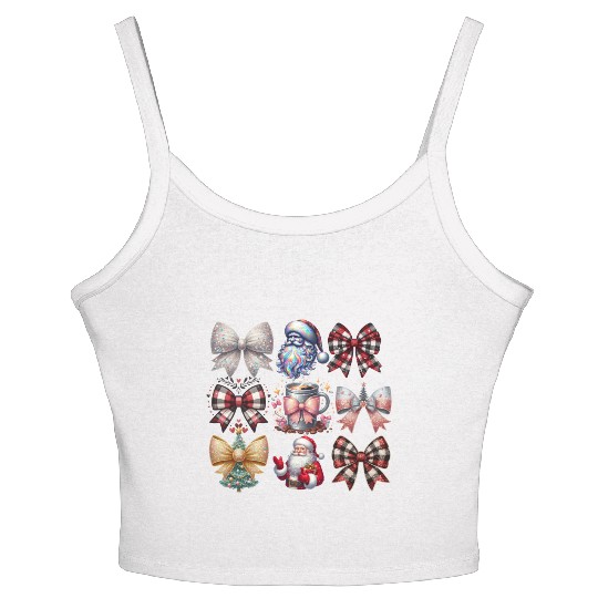 Coquette Bow Santa Christmas Tree Cake Candy Women's Spaghetti Strap Tank Top