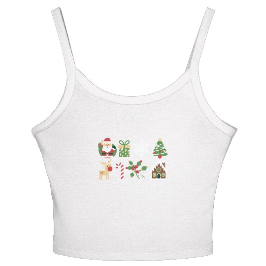 Christmas Icons Santa Tree Reindeer Festive Family Women's Spaghetti Strap Tank Top