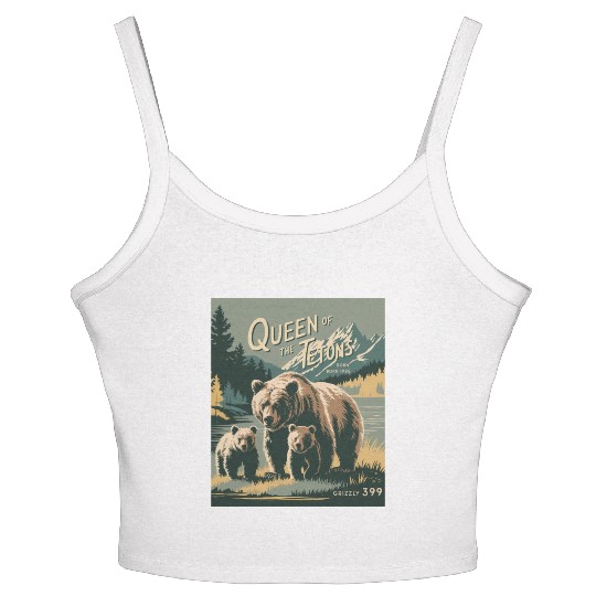 Queen of the Tetons Grizzly 399 Vintage Nature Art Women's Spaghetti Strap Tank Top
