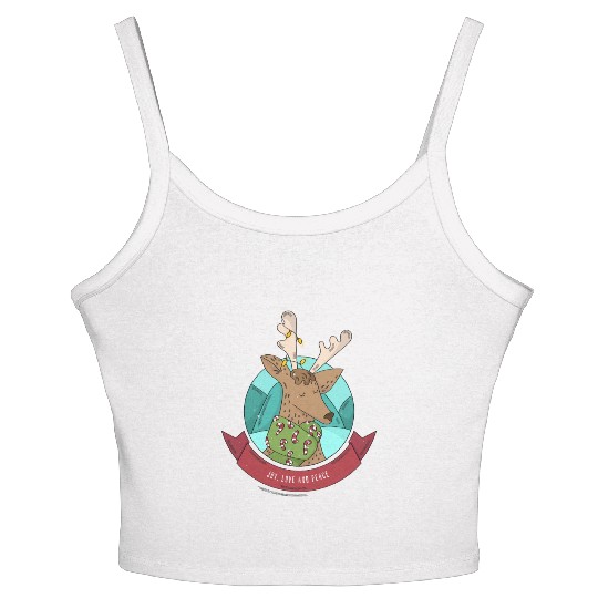 Cozy Reindeer Christmas Cheer Women's Spaghetti Strap Tank Top