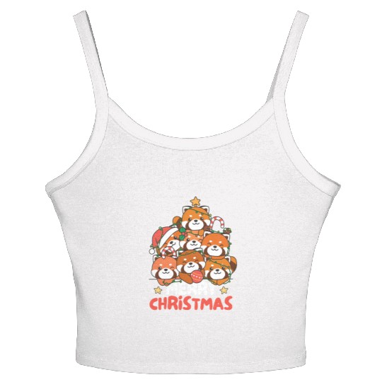 Red Panda Christmas Tree Merry Christmas Women's Spaghetti Strap Tank Top