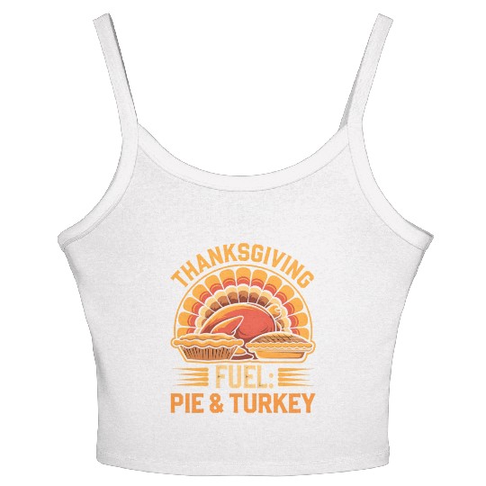 Thanksgiving Feast Vibes: Pie and Turkey Celebrate Women's Spaghetti Strap Tank Top
