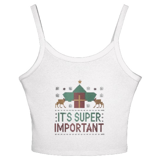 Festive Christmas Dachshund Sweater Joyful Playful Women's Spaghetti Strap Tank Top