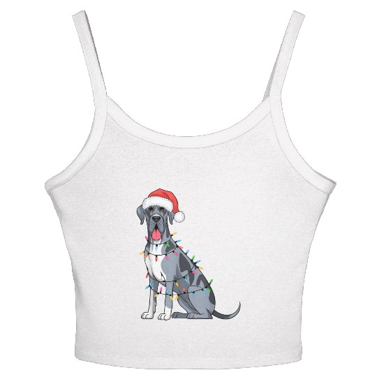 Great Dane Christmas Lights Xmas Dogs Gifts Women's Spaghetti Strap Tank Top