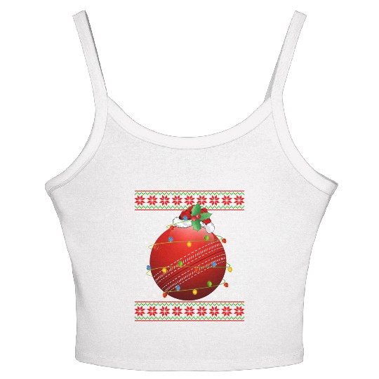 Cricket Player Christmas Women's Spaghetti Strap Tank Top