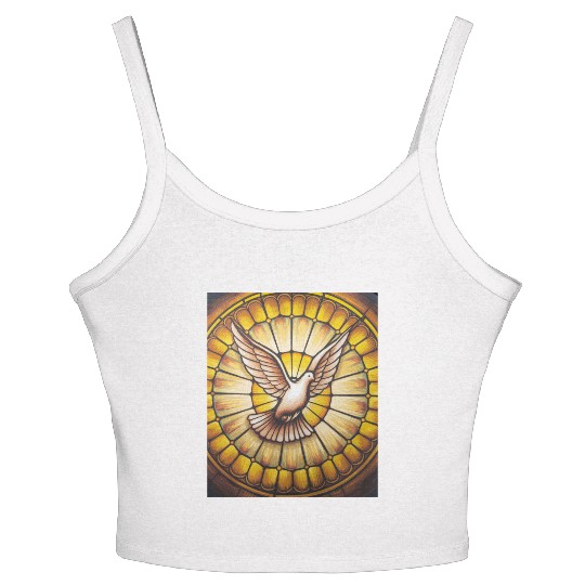 Stained Glass Dove in Flight - Peace & Spiritualit Women's Spaghetti Strap Tank Top
