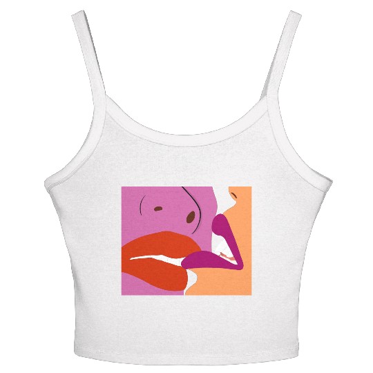 Lesbians Kissing Hand Drawn Art Women's Spaghetti Strap Tank Top