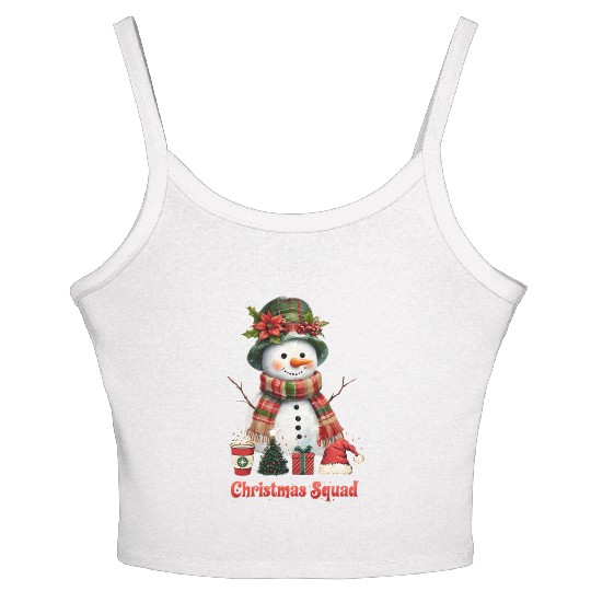 Snowman Christmas Family Gathering Women's Spaghetti Strap Tank Top