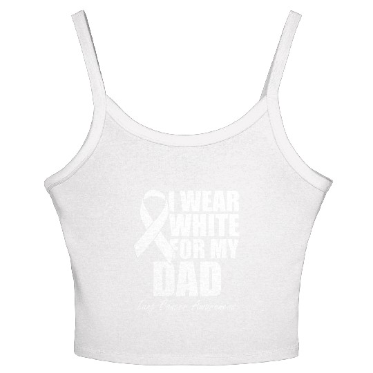 I Wear White For My Dad Lung Cancer Women's Spaghetti Strap Tank Top