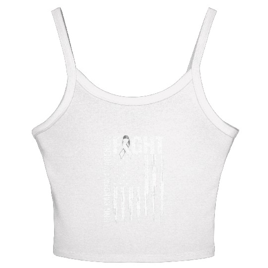 Lung Cancer Awareness White Ribbon Fight USA Flag Women's Spaghetti Strap Tank Top