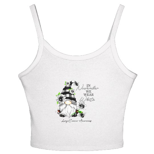 In November We Wear White for Lung Cancer Gnome Women's Spaghetti Strap Tank Top
