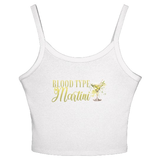 Blood Type Martini Cocktail Bartender Women's Spaghetti Strap Tank Top