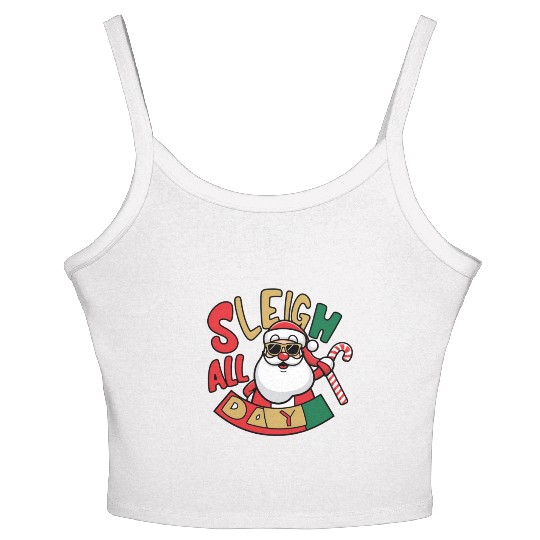 Sleigh All Day Christmas Design Women's Spaghetti Strap Tank Top