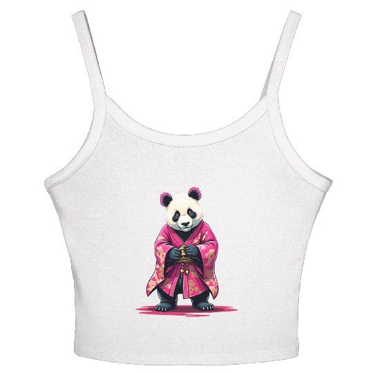 Pink Panda Japanese Style Kimono Women's Spaghetti Strap Tank Top