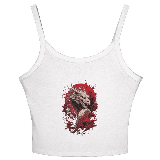 Japanese Dragon, Ghostly Women's Spaghetti Strap Tank Top