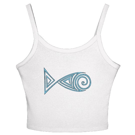 Zentangle stylized fish Women's Spaghetti Strap Tank Top