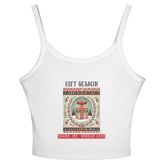 Gift Season, Share Joy, Spread Love Holiday Design Women's Spaghetti Strap Tank Top