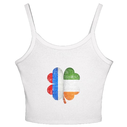 Russian Irish Shamrock Russia Ireland Flag Women's Spaghetti Strap Tank Top