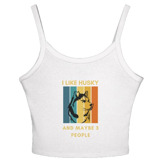 Funny "I Like husky and Maybe 3 People" Women's Spaghetti Strap Tank Top
