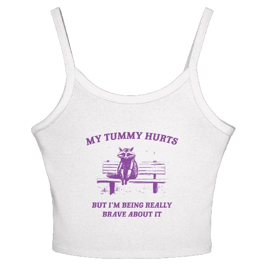 My Tummy Hurts Raccoon Women's Spaghetti Strap Tank Top Weird