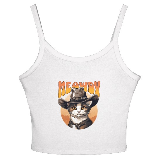 Meowdy Cowboy Cat Funny Howdy Meowdy Cowboy Cat Women's Spaghetti Strap Tank Top