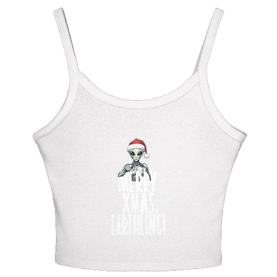 Happy Xmas Earthling Alien Christmas Women's Spaghetti Strap Tank Top