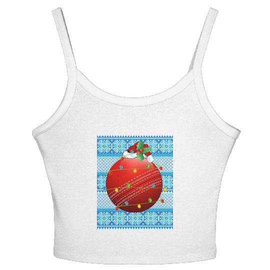 Cricket Ball Christmas Lights Women's Spaghetti Strap Tank Top
