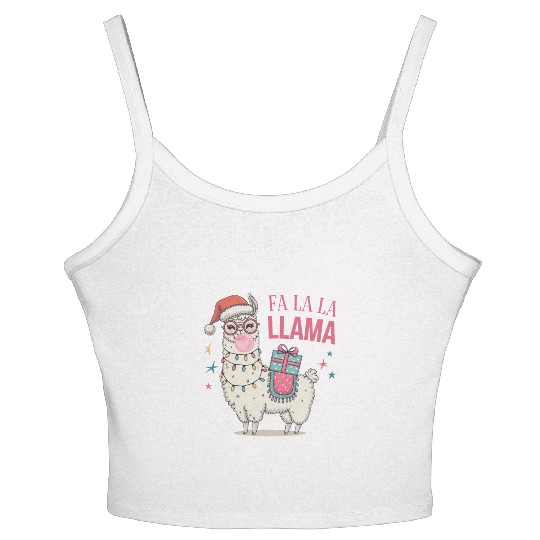 Christmas Llamas, Fa La La Llama Women's Spaghetti Strap Tank Top