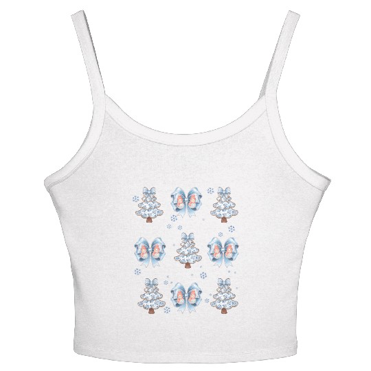Christmas Coquette Bow, Merry Christmas Women's Spaghetti Strap Tank Top
