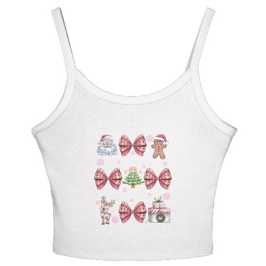 Merry Christmas, Christmas Coquette Bow Women's Spaghetti Strap Tank Top