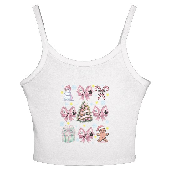 Merry Christmas, Christmas Coquette Bow Women's Spaghetti Strap Tank Top