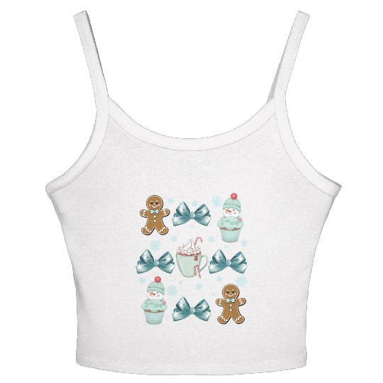 Merry Christmas, Christmas Coquette Bow Women's Spaghetti Strap Tank Top