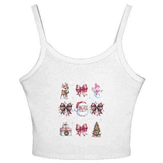 Christmas Coquette Bow, Cute Christmas Santa Women's Spaghetti Strap Tank Top