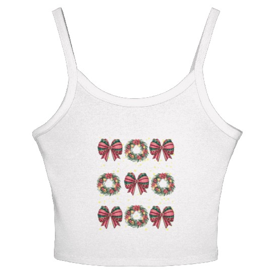 Christmas wreath, Christmas Coquette Bow Women's Spaghetti Strap Tank Top