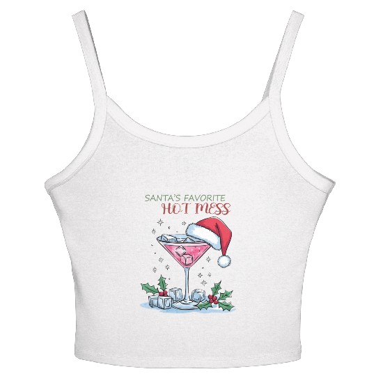 Santa Favorite Hot Mess, Merry Christmas Women's Spaghetti Strap Tank Top
